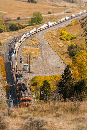 Wind turbines blades in transit near Bozeman.
